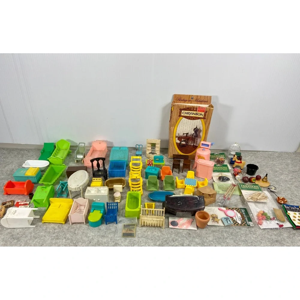 VTG Lot Dollhouse Furniture Accessories‎ Renwal BEST Tootsietoy Mattel Superior